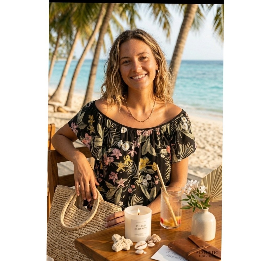 NWT Philosophy Tropical Floral Flutter Sleeve  Blouse Women M